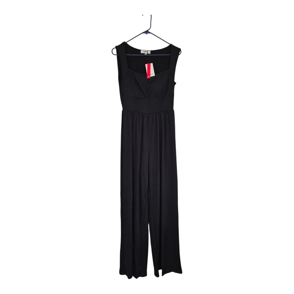 Popilush L Black Wide Leg Shapewear Jumpsuit Corset Bustier Sleeveless NWT